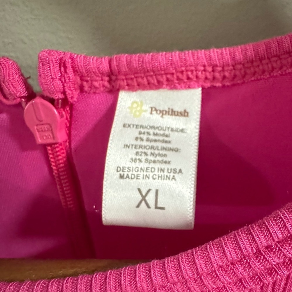 Popilush Shapewear Tummy Control Midi Dress with Built-in Bodysuit Size XL Pink - Picture 6 of 9